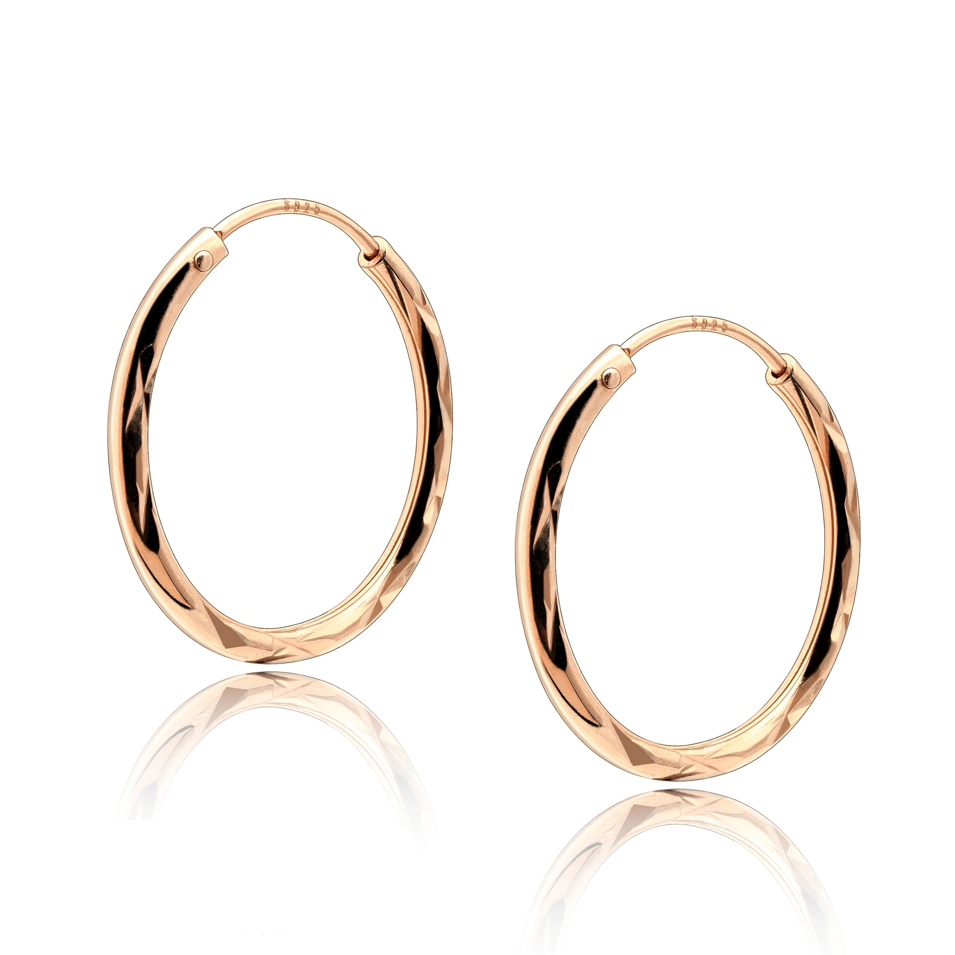 925 Sterling Silver Fashion Jewelry Diamond Cut Bling Hoop Earring Women