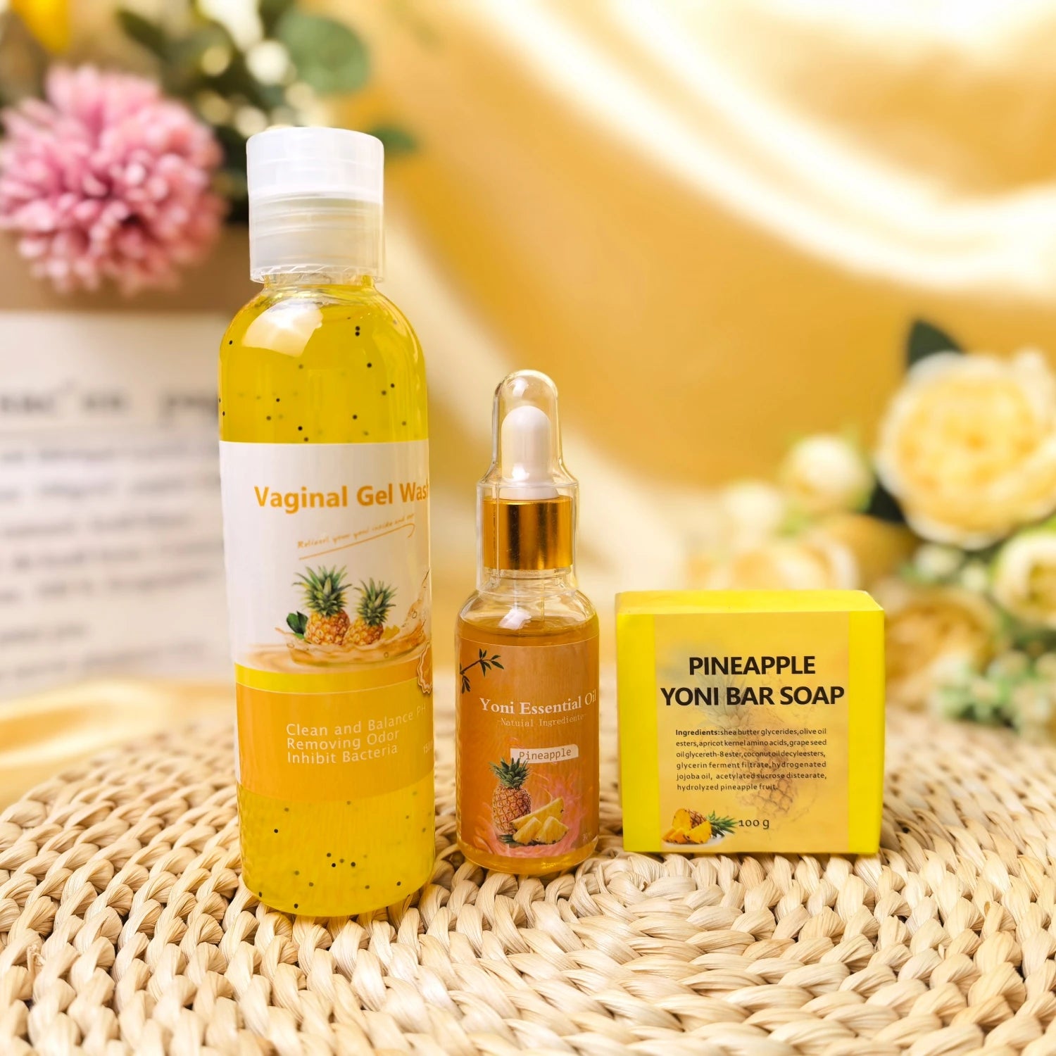 Pineapple Feminine Wash Gel Yoni Product Kit Vaginal Detox Oil Yoni bar Soap for Women