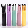 5pcs Round Barrel Eyes Makeup Brushes Set Portable Smudge Eye Shadow Eyeliner Eyebrow Brushes Lip Brush Makeup Tools