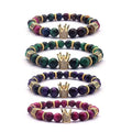 Wholesale 18K Gold Plated Charm Bangle Bracelet Fashionable Natural Green Amethyst Tiger Eye Stone Bead for Gift