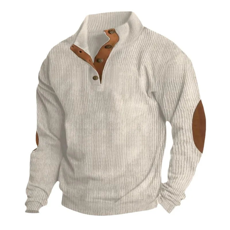Wholesale Men's Long Sleeve Sweatshirt with Stand-Up Collar Corduroy Warm Thicken Casual Design Zipper Design for Autumn Season