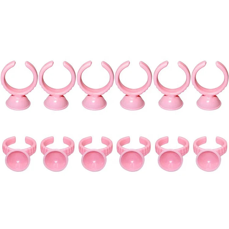 Wholesale Plastic Disposable pink Glue Cup Ring Holder Professional pink Eyelash Extension Tool