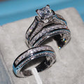 CAOSHI Luxury 3Pcs/Set Fashion Ring Set for Women Brass Jewelry Girls Female Engagement Wedding Cubic Zirconia Bridal Rings Set