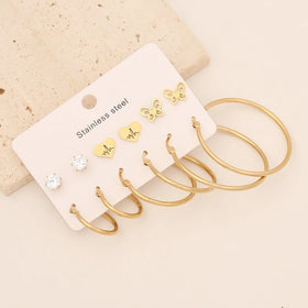 Women Fashionable Jewelry Gold Plated Hoop Earrings Stainless Steel Wholesale