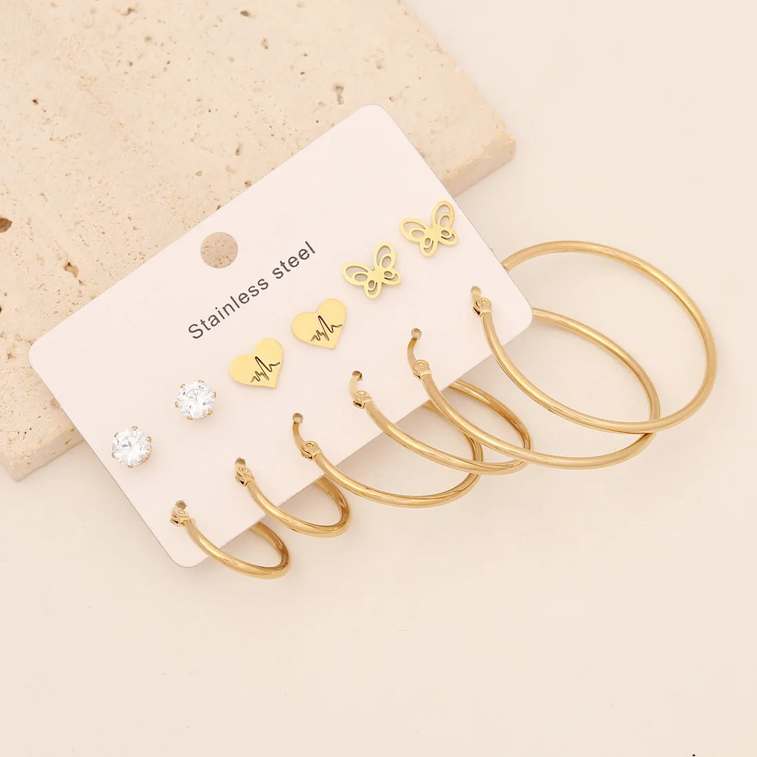 Women Fashionable Jewelry Gold Plated Hoop Earrings Stainless Steel Wholesale
