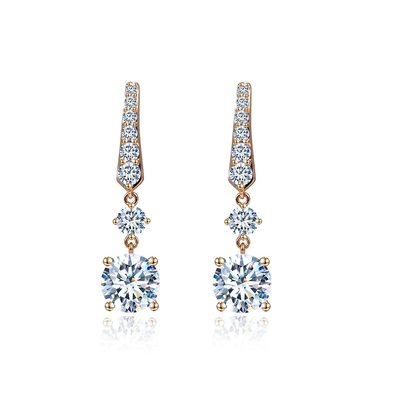 MSE-619 18K Yellow Gold 2ct Round Shape IGI Lab Diamond   Earrings