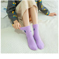 FINETOO Wholesale Cute Avocado Fruit Color Women Fuzzy  Coral Velvet Warm Winter Sock Terry Towel Soft Fluffy Socks Thick Sock