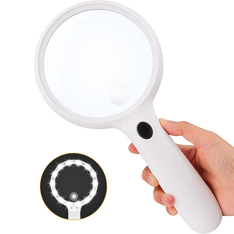 Large Magnifying Glass with Light High Brightness Magnifier with 14 LED Lights Lightweight Illuminated Magnifier