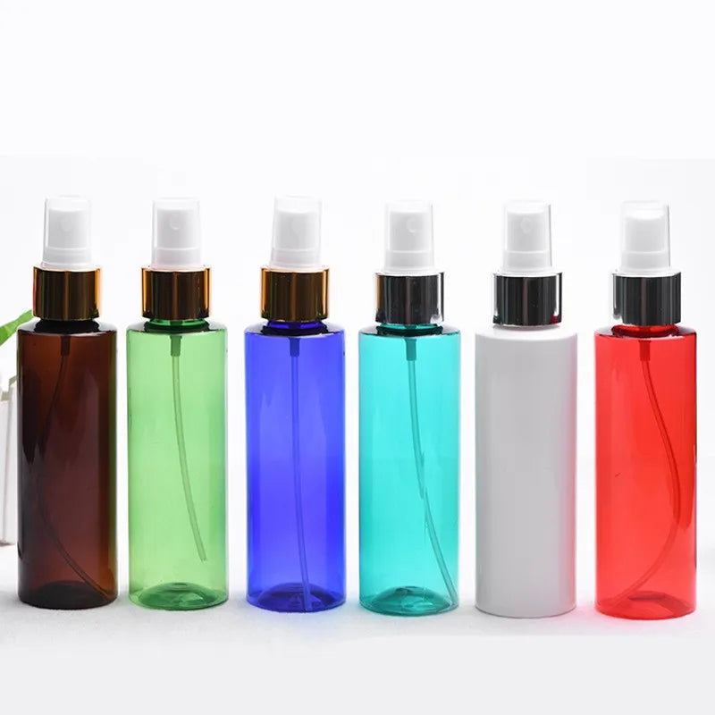 120ml Flat Shoulder Makeup Water Mist Spray Bottle 4OZ Empty PET Plastic Bottle Gold Silver Electrochemical Aluminum Nozzle