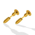 Unique Design Cool Girl Punk Style Personality Removable Earrings Dangling Screw Solid Gold Pure No Fade Screw Back Earring