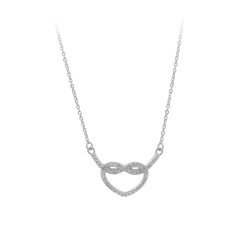NZA2-053 Cubic Zirconia Rhodium Plated Love Non Tarnish Pendant Sterling Silver Heart Jewelry Necklace for Women