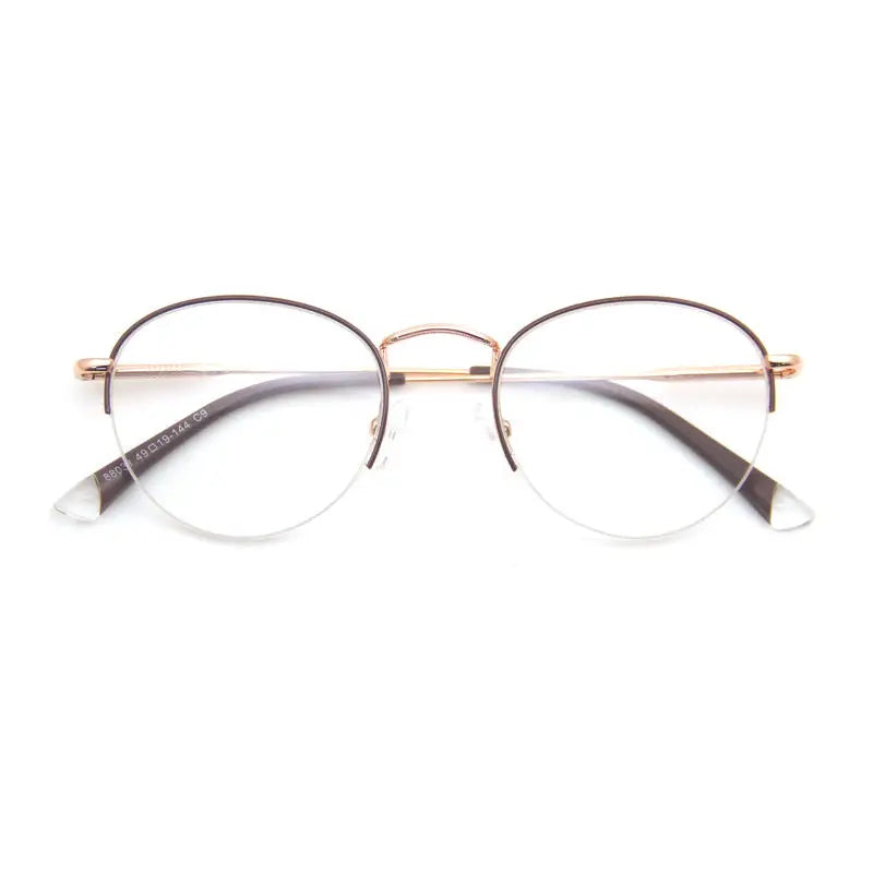 German Classic Print Stainless Optical Half Frame Eyeglasses for Unisex