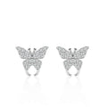 925 Sterling Silver Cute Animal Earrings with CZ Zircon Rhodium Plated Butterfly Studs Trendy Girls Jewelry Factory Wholesale