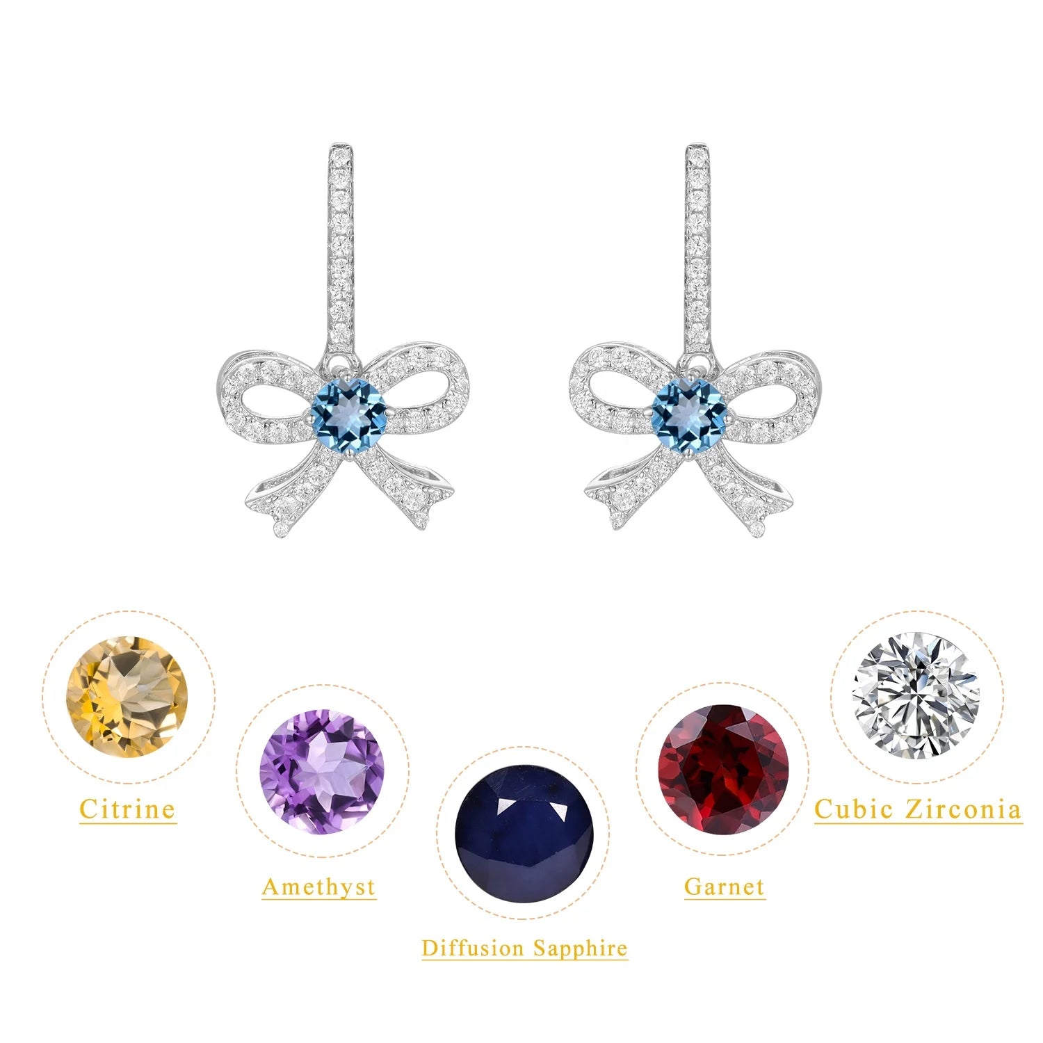 OL0860 Abiding Fine Jewelry Custom Made Pure 925 Sterling Silver Multi Natural Gemstone Optional Stud Back Drop Women Earrings