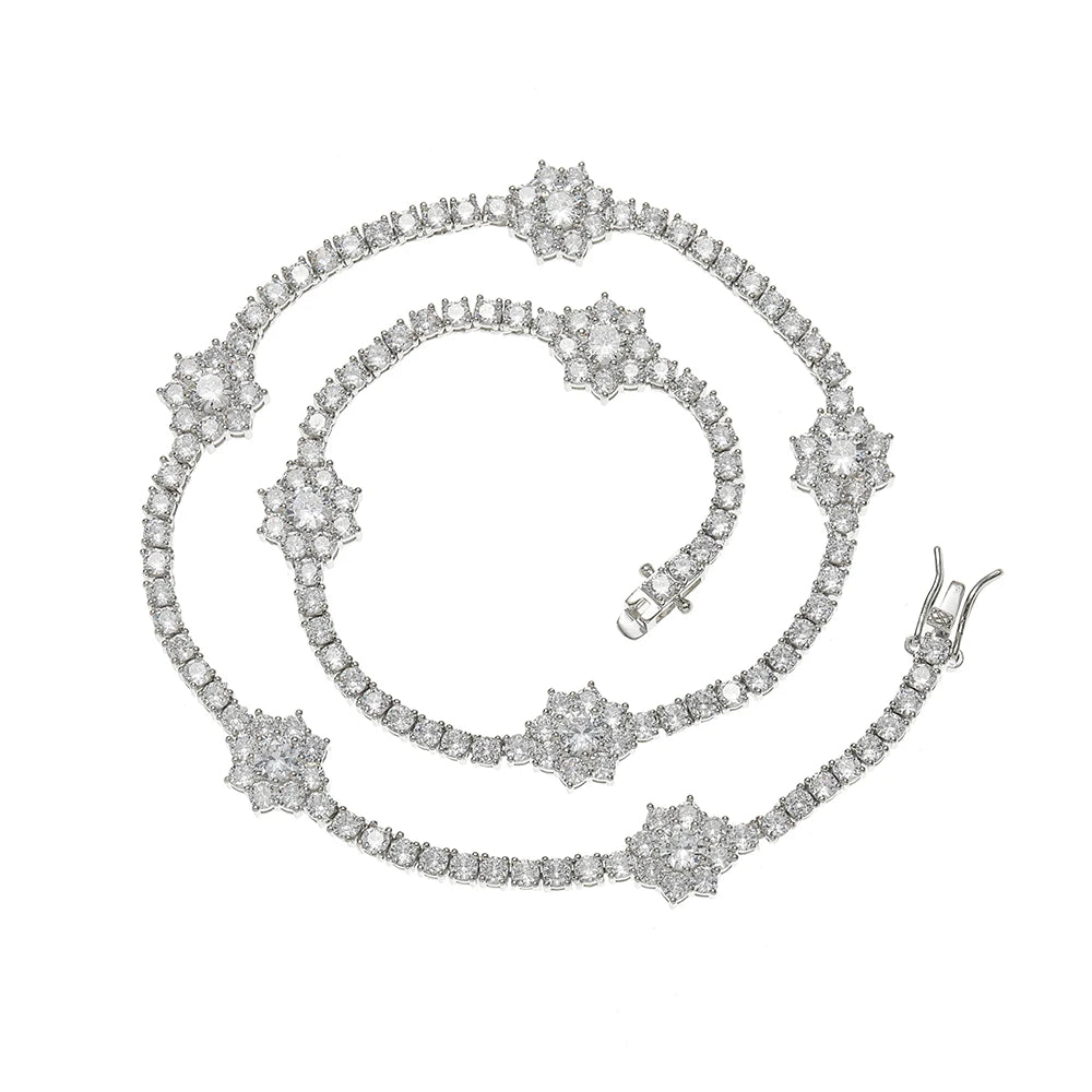 BC224 3MM Tennis Chian Women Flower Shape CZ Necklace Fashion Jewelry Party Gift