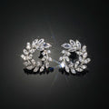 Huitan Wholesale Price INS Style Simple Leaf Stud Earrings Boho Crystal Cubic Zirconia Customized Earrings for Bridal
