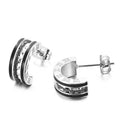 Yiwu Aceon Stainless Steel Grooved Cuff Raised Edge Numeral Engraved Center Rivet Pattern Short Cuff Earring