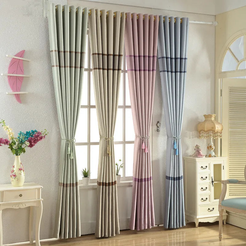 Wholesale Hot Selling Factory Cheap Price Modern Embossed High Blackout Stripe Curtains for Home Decor