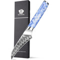 WILDMOK Carbon Steel Paring Knife 3.5 Inch Ultra Sharp Fruit Knife Blue White Porcelain Pattern Resin Kitchen Knives