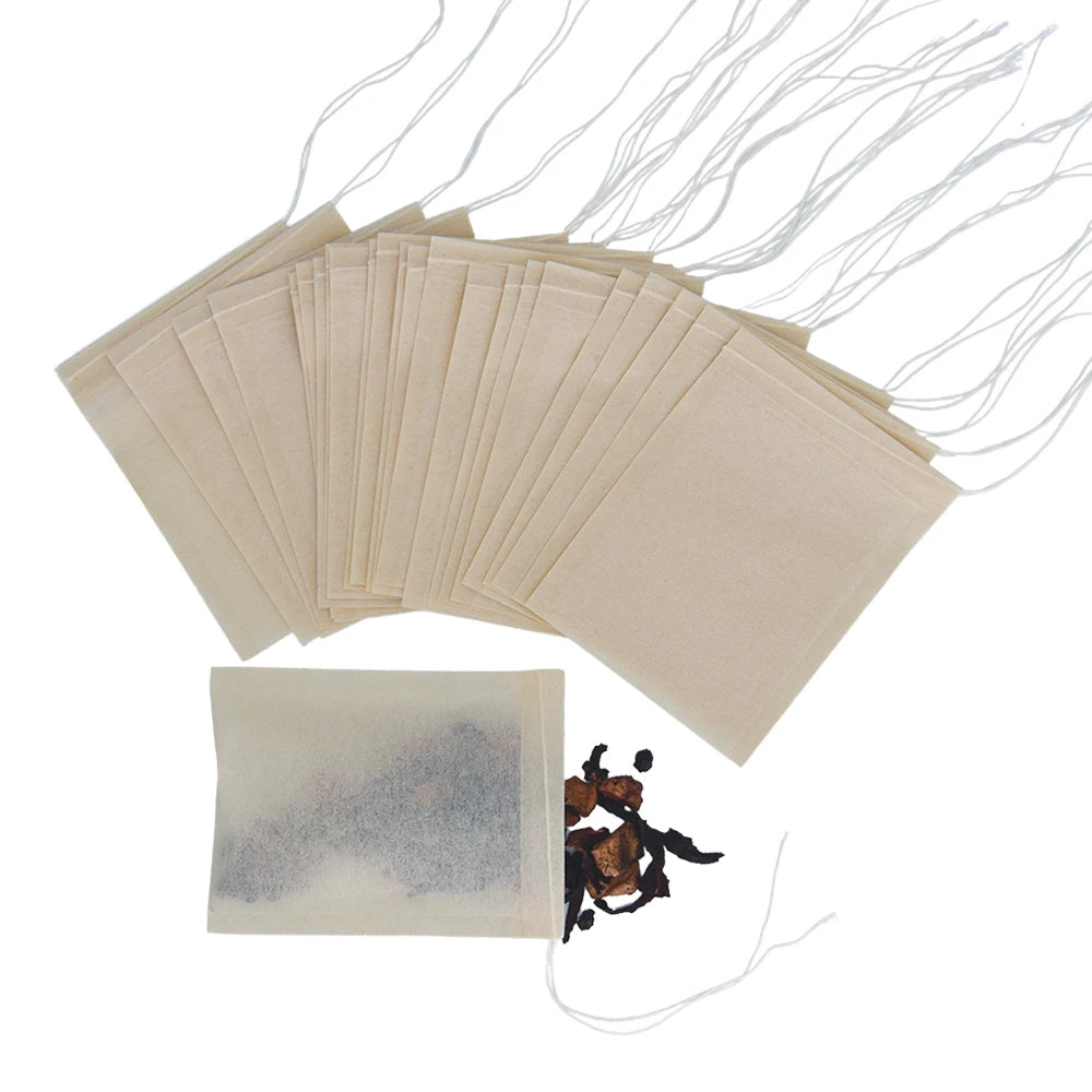80 X 100mm Disposable Brown Tea Filters Chlorine-Free Manila Hemp Paper Strings No Bleach 100pcs/Bag Packaging Printing Product