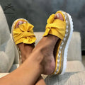 Plus Size New Style Fashion Bohemian Thick Sole Women Outdoor Rubber Platform Bow Knot Ladies Slide Sandal Shoes