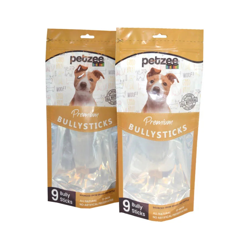 Plastic Pet Dog Food Packaging Bag With Resealable Zipper Dog Feed Bag Custom Pet Treat Stand up Pouch
