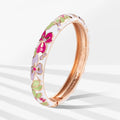 Daili Gold Plated Zinc Alloy Women's Classic 60mm Anniversary Enameled Cuff Bangle Colorful Flowers Cloisonne Design Custom Logo