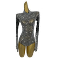 Sihaiyile Sexy See Through Rhinestone Jumpsuit Skinny Rompers Pole Dance Leotard Festival Outfit Women Club Party Bodysuits