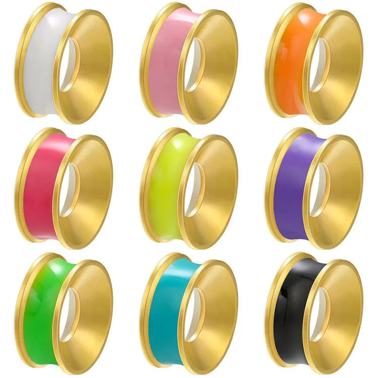JS1651 18K Gold Plated Brass Colorful Enamel Multicolored Rondelle Spacer Beads for Jewelry Making