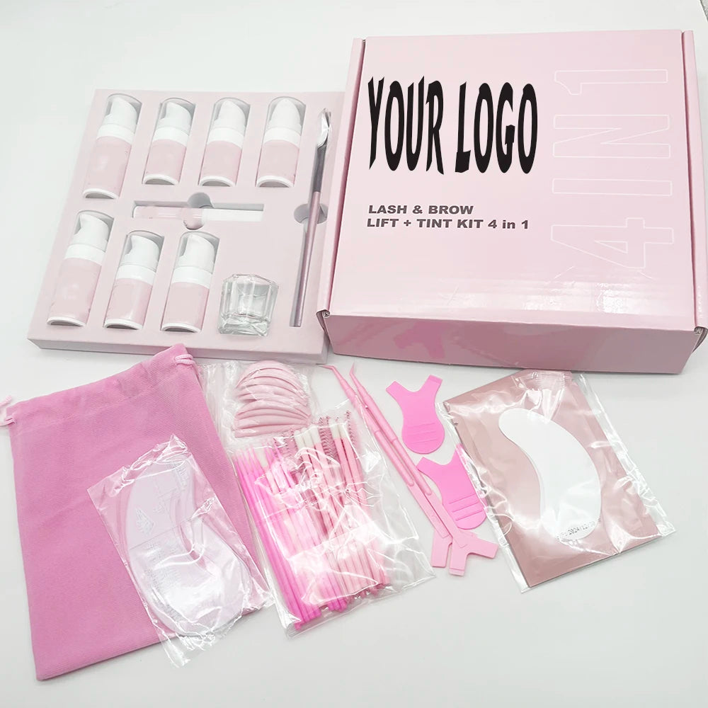 Custom 4 in 1 Lash Lift and Tint Kit Lash Lifting Eyelash Brow Lifting Kit Permanent Lash and Brow Lamination Brow Perm Kit