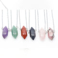 Crystal Point Pendant Necklace Wholesale Natural Rose Quartz Plated Silver Chain Woman Jewelry Stone Pendant Necklace
