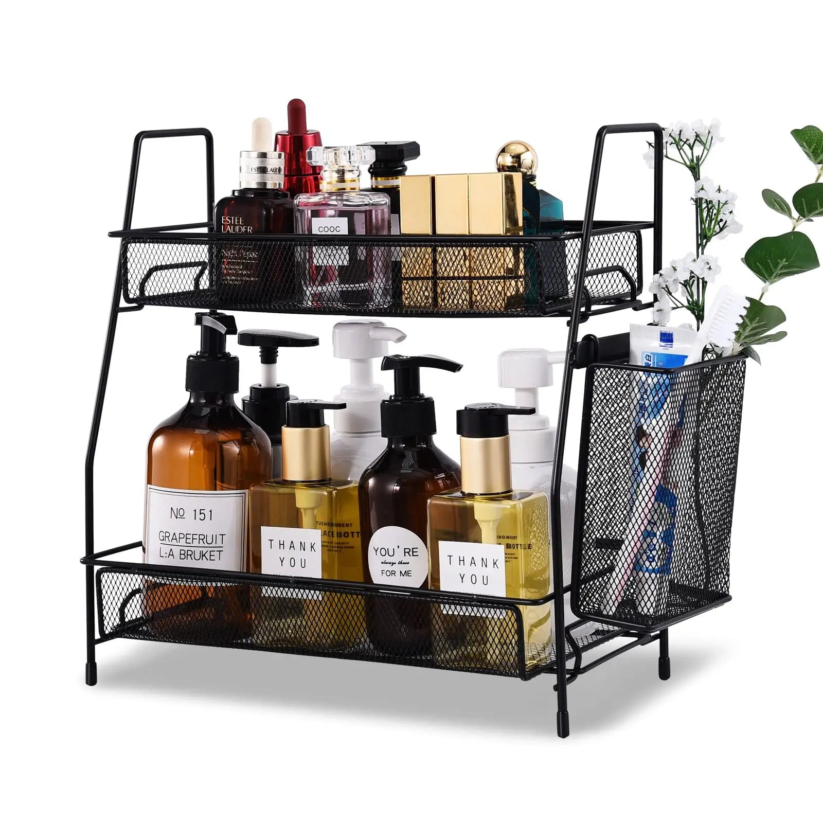Wholesale Price Double-Tiered Metal Hook Type Organizer Bathroom Countertop Bedroom Kitchen Spice Rack for Easy Installation