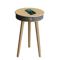 HOMEMORE Smart Modern Wood Round Speaker Side Bedside Table Charger Speaker Table With Wireless Charging