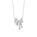 SC Jewelry Korean Heart White Zirconia Star Bow Knot Necklace Hypoallergenic 925 Sterling Silver Bow Pendant Necklace for Gifts