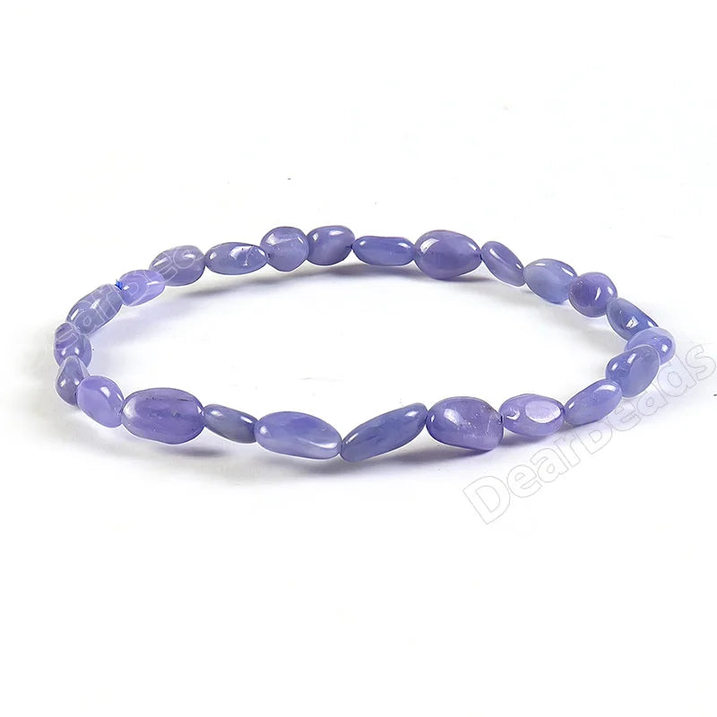 Genuine Natural Gem Tumbled Tanzanite Beaded Bracelet Zoisite Nugget Irregular Durable Stretch Bracelets for Women Jewelry