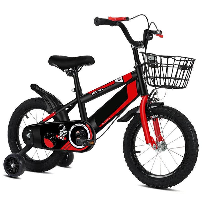 12 14 16 18 Inch Unisex Ride on Bike Carbon Steel Frame Children's Kids Bicycle With Removable Training Wheels and Front Basket