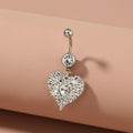 316L Stainless Steel Heart Pattern Belly Ring Short Zirconia Belly Button Nail Body Piercing Jewelry Navel Ring