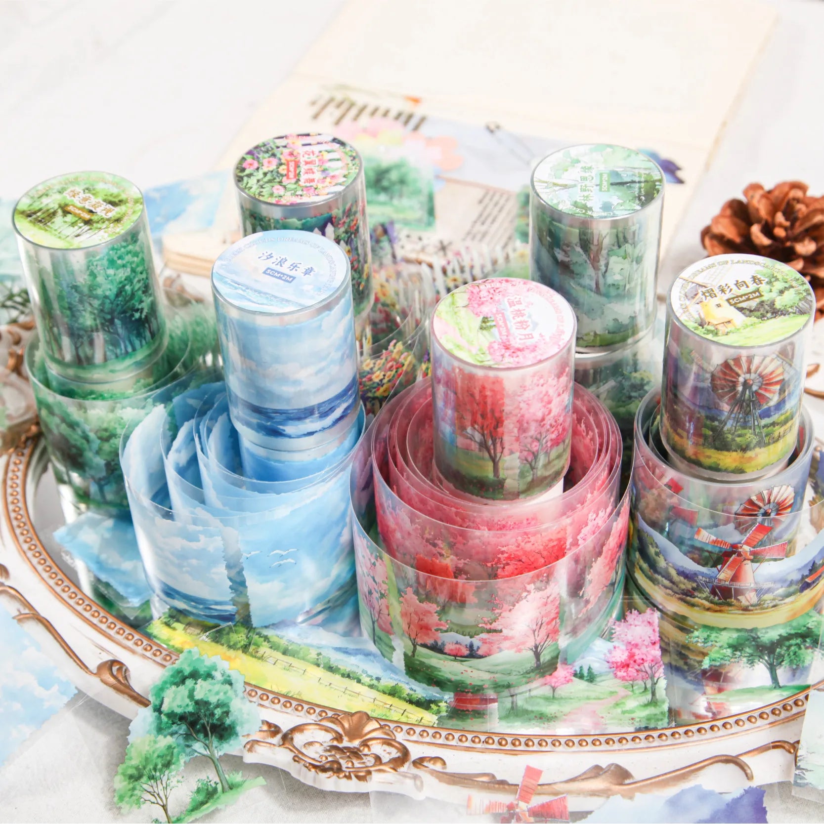 1Roll Layout Tape Xiyun Mengqi Series Natural Life Theme PET Decorative Tape