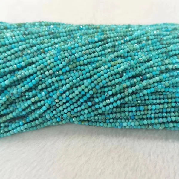 Wholesale Natural Smooth Charm Gemstone Hight Quality 2MM Faceted Turquoise Fashion Loose Stone Beads for Jewelry Making