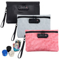 Custom logo PU Leather Smellproof Medicine Stash Carbon Fibre Lined Odor Smell Proof Bag With Combination Lock Odorless Bags