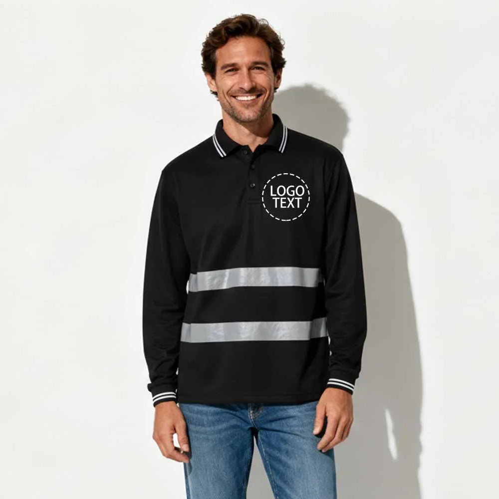 Hi Vis Unisex Construction Black Reflect Safety Workwear Long Sleeve Shirt with Custom Logo