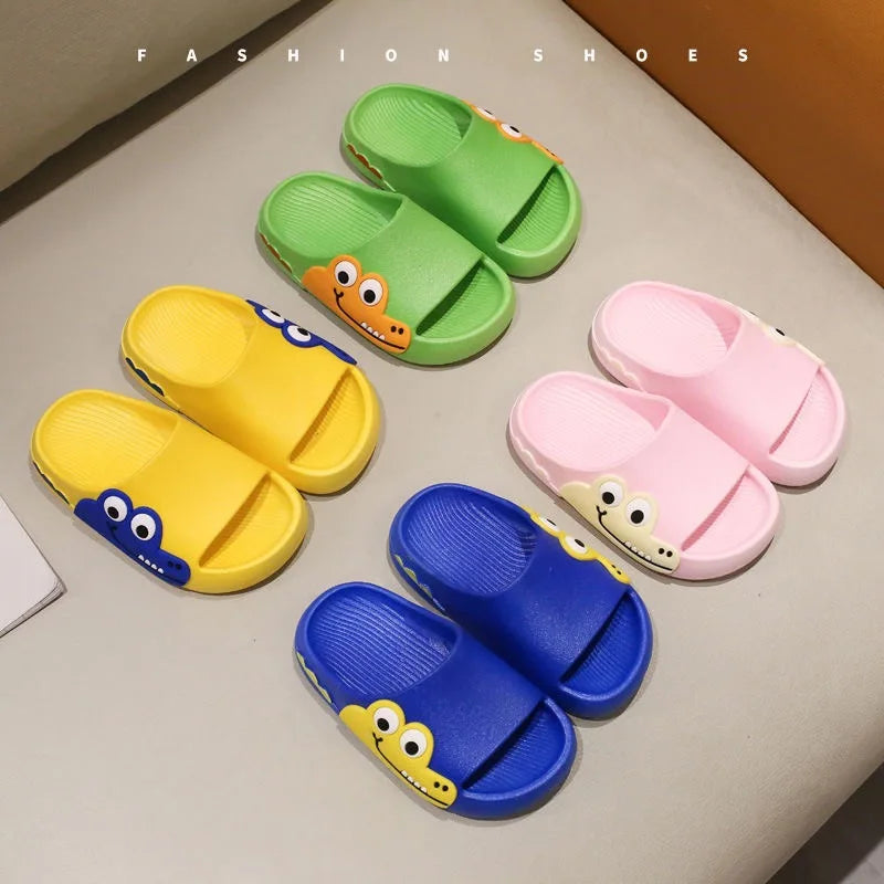 Summer Children's for Slippers Cute Cartoon Non-Slip Flip-Flops for Boys and Girls PVC Lining