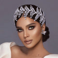 Luxury Rhinestones Alloy Flower Headband Silver Bridal Wedding Hair Vine Comb Headpieces Tiara Bridal Hair Accessories Jewelry
