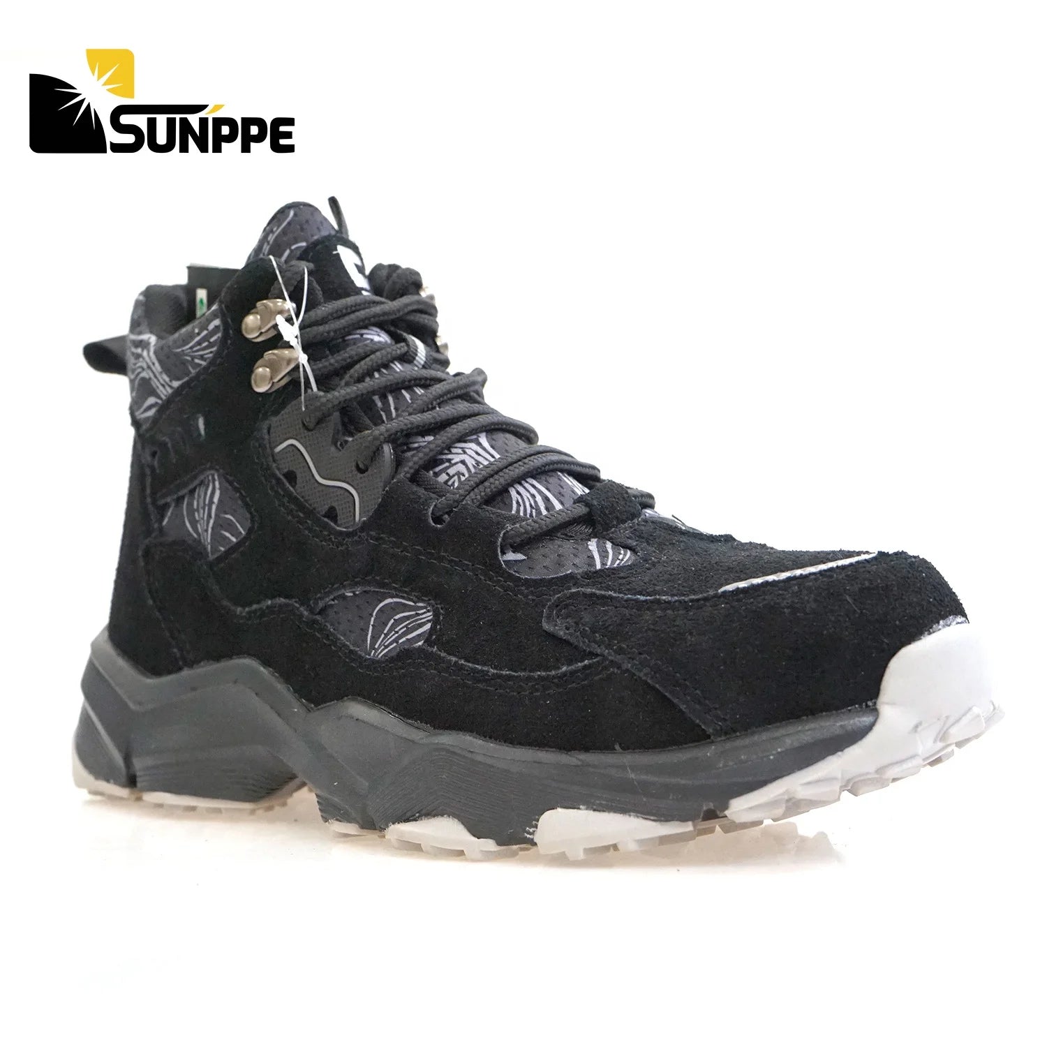 Genuine Leather Light Weight EVA Rubber Sole Industrial Boots Breathable Black Men Round Toe Price Fashion Safety Shoes