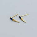 Punk Style 925 Sterling Silver Geometric Cone Earrings With Colored Zircon Stud Earrings