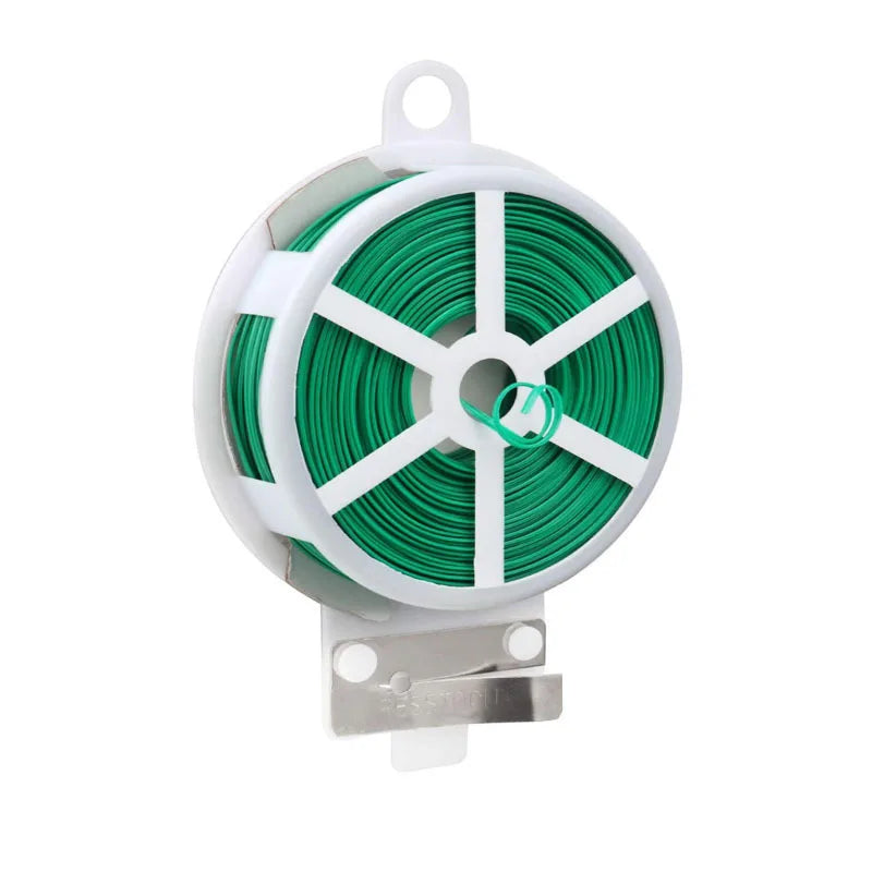 50m Green Garden Wire Sturdy Plant Support Ties  Garden Ties with Cutter Indoor Outdoor Use