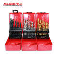 SUBORUI 1-10MM 19-Piece HSS 6542 M2 Broca De Metal Titanium Nitride Coated Electric Drill Bit Set for Stainless Steel