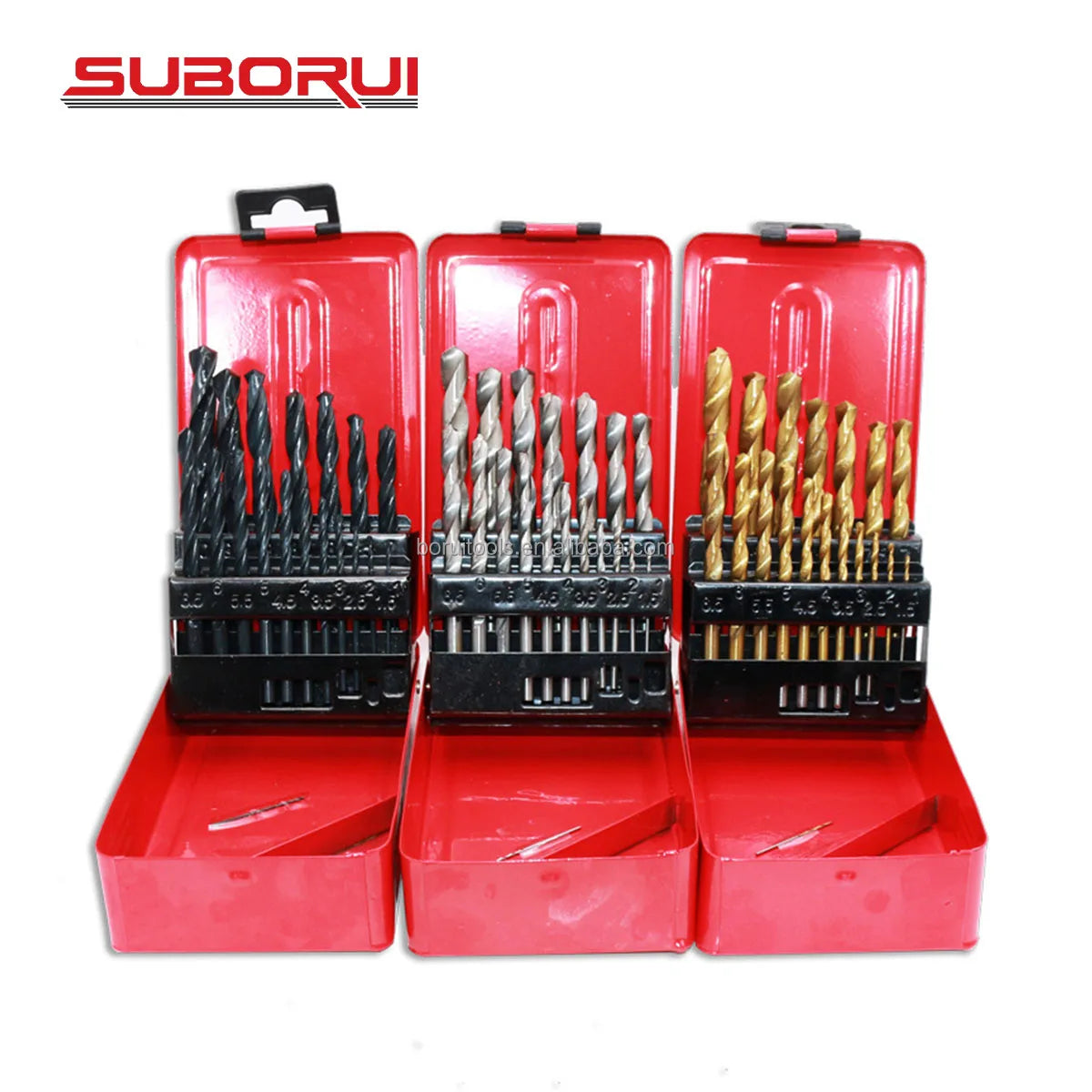 SUBORUI 1-10MM 19-Piece HSS 6542 M2 Broca De Metal Titanium Nitride Coated Electric Drill Bit Set for Stainless Steel