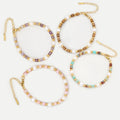 Gold Plated Bohemian Freshwater Pearl Bracelet Geometric Stainless Steel Beads Stretch Daily Summer Women Jewelry