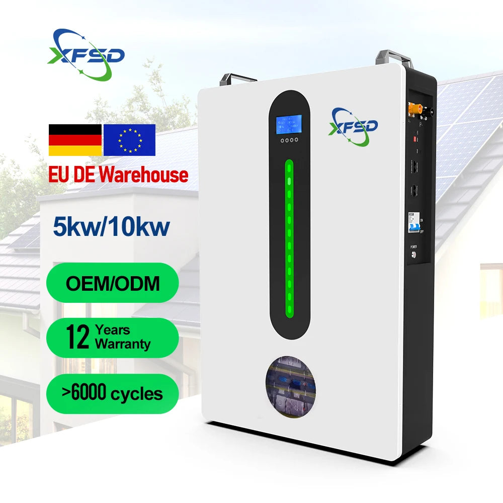 Save Electricity Secure 5kwh 10kwh Wall-Mounted Solar Power Battery 51.2v 100ah 200ah Lifepo4 Lithium Battery with Smart Bms